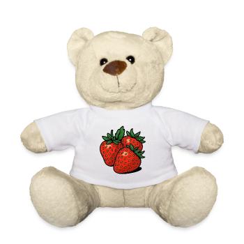 Lebendige Erdbeeren Illustration für Mode - Teddy - Weiß - Vorne