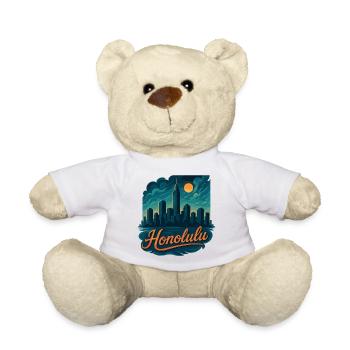 Honolulu Waikiki Capital Hawaii Aloha Gift - Teddy Bear - white - Front