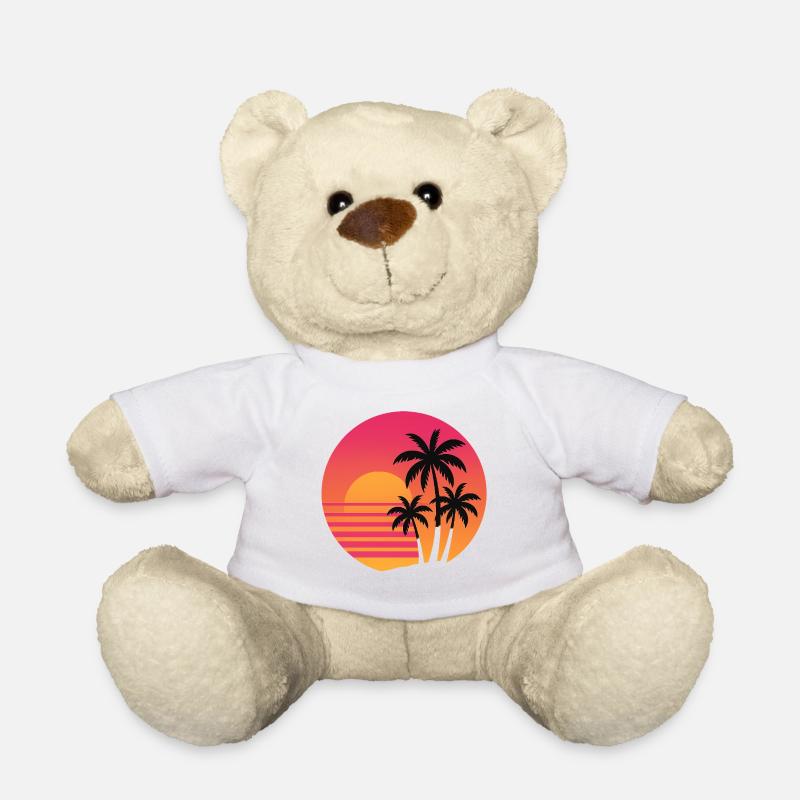 Retro Sunset Palmen | 80s Strand Vibes - Teddy - Weiß