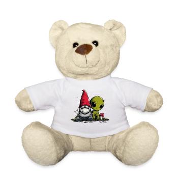 Nain de jardin et extraterrestre - Nounours - blanc - Devant