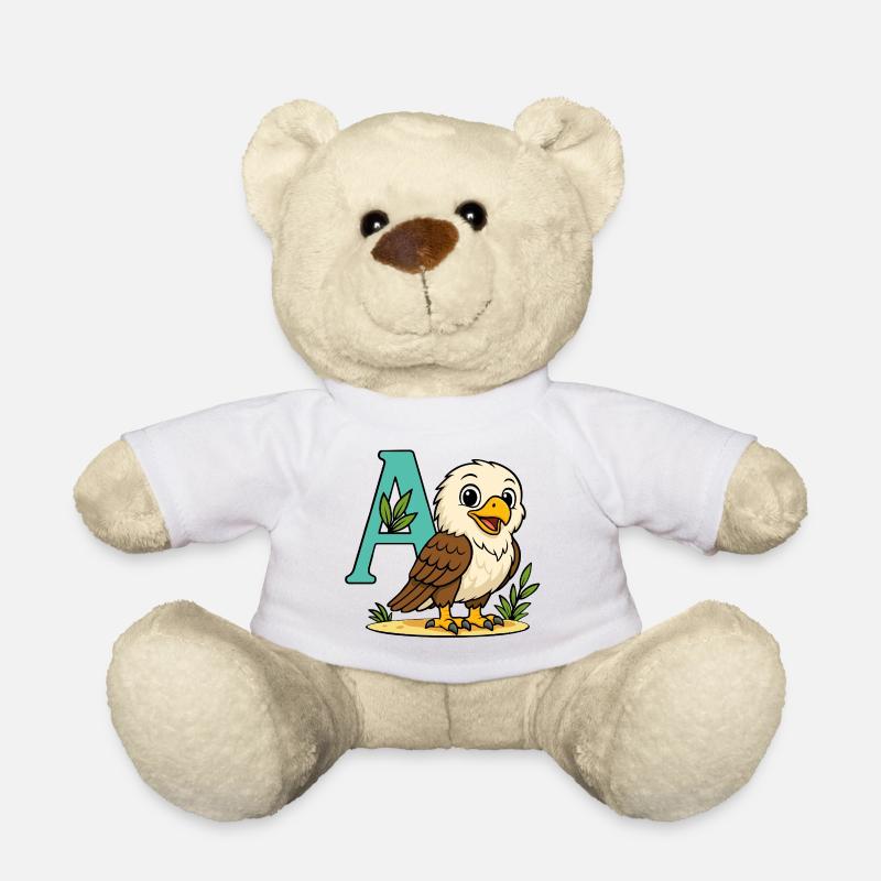 Niedlicher Adler mit Initiale A und Laub - Teddy - Weiß