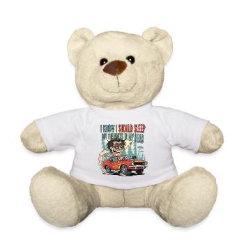 Sleepy Car Racer Cartoon Design - Teddy - Weiß - Vorne