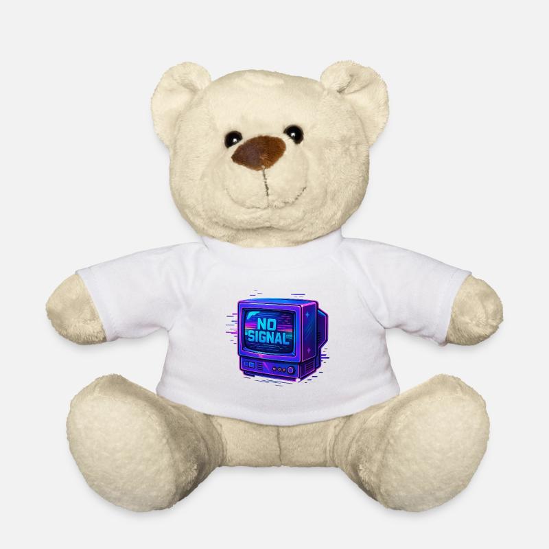 Illustration de télévision au néon rétro 'pas de signal' - Nounours - blanc
