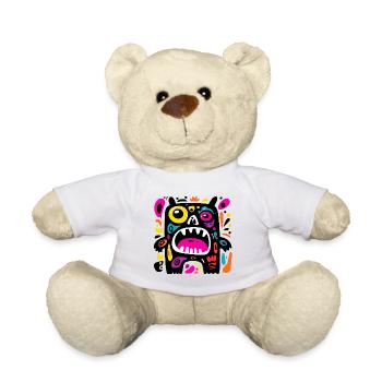 Colorful Expressive Monster Design - Teddy Bear - white - Front