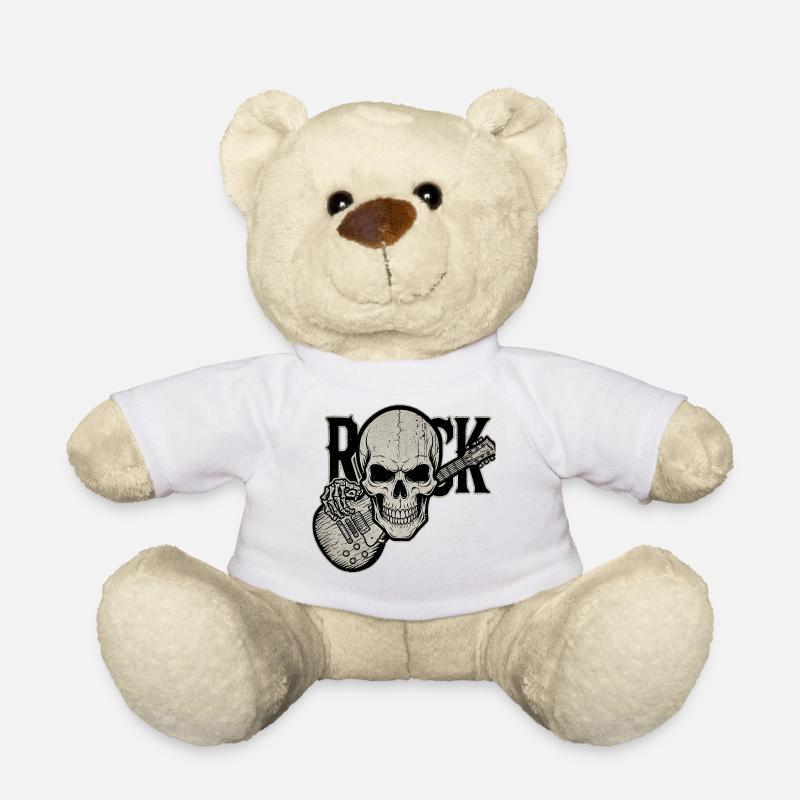 Skull Guitar Rock Design - Teddy Bear - white