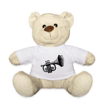Trumpet on, worries from note explosion music magic - Teddy Bear - white - Front