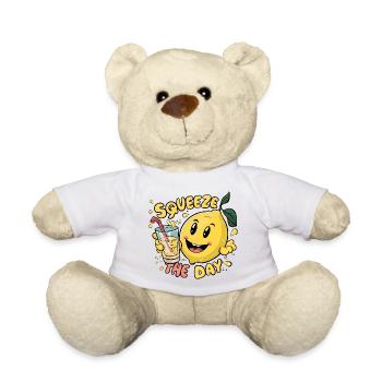 Squeeze The Day Lemon Cartoon - Teddy Bear - white - Front