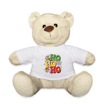 Lebendiges Ho Ho Ho Weihnachtsdesign - Teddy - Weiß - Vorne