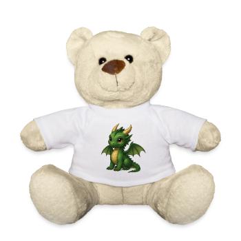 Süßer Smaragd-Drache – Magisches Cartoon-Motiv - Teddy - Weiß - Vorne