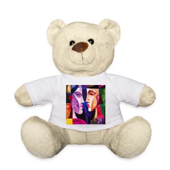 Colorful Couple Abstract Portraits - Teddy Bear - white - Front