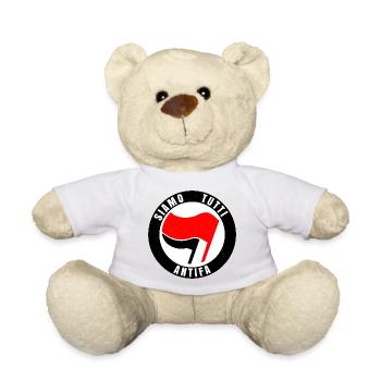 Siamo Tutti Antifa Antifascism Flag Icon - Teddy Bear - white - Front