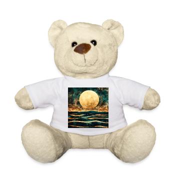Golden Moon on Watercolor Horizon - Teddy Bear - white - Front