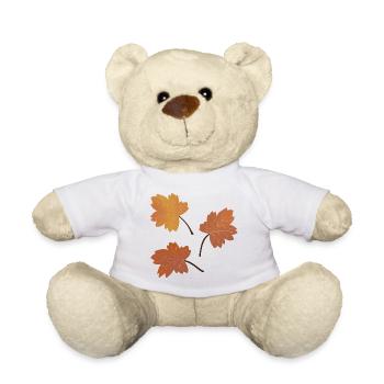 Autumn Maple Leaf Pattern for Cozy Apparel - Teddy Bear - white - Front