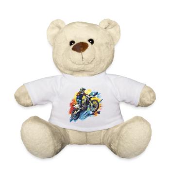 Motif moto et montagne sur streetwear - Nounours - blanc - Devant