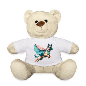 Heldentier Super Hund Schäferhund Cape Geschenk - Teddy - Weiß - Vorne