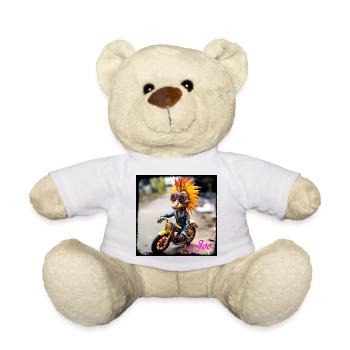Vogel-Mensch Puppe mit Sonnenfeder und Motorrad  - Teddy - Weiß - Vorne
