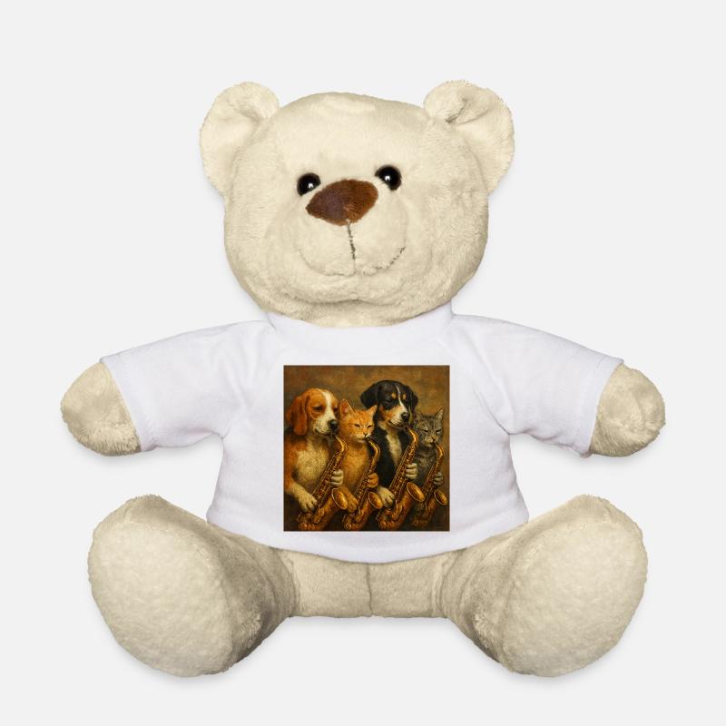 Tierische Saxophonisten im Realismusstil - Teddy - Weiß