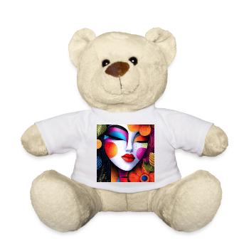 Abstract portrait in bright colors - Teddy Bear - white - Front