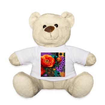 Fleurs Éclatantes sur Fond Abstractif - Nounours - blanc - Devant