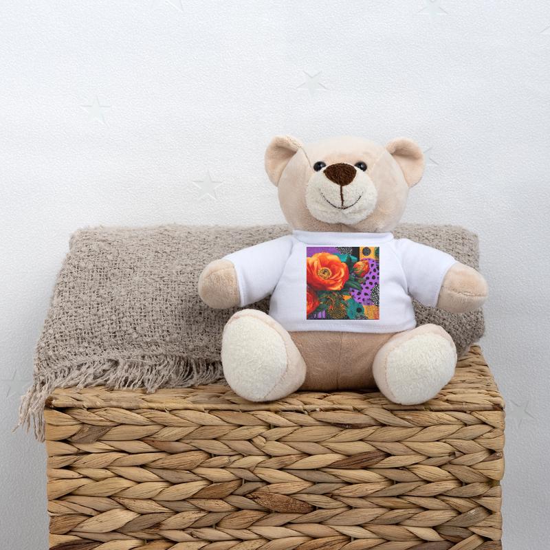Bright Flowers on Abstract Background Teddy Bear