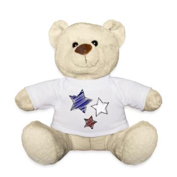 Colorful stars with dynamic tracings - Teddy Bear - white - Front