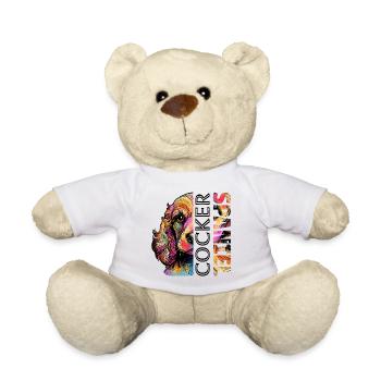 Colorful Cocker Spaniel - Teddy Bear - white - Front
