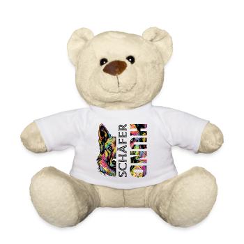 Colorful German Shepherd - Teddy Bear - white - Front