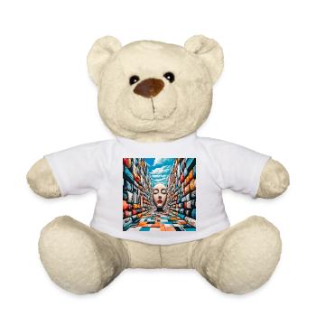 Mysterious Face in Colorful Library - Teddy Bear - white - Front
