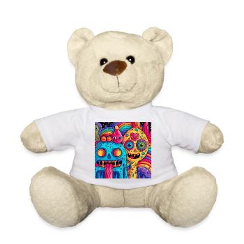 Colorful psychedelic fantasy creatures - Teddy Bear - white - Front