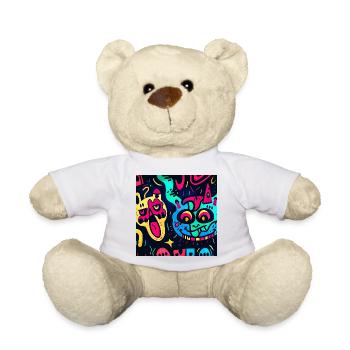 Illustration with Colorful Monsters - Teddy Bear - white - Front