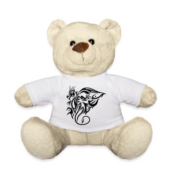Seitlicher Tribal Drache Design mit Flügel - Teddy - Weiß - Vorne