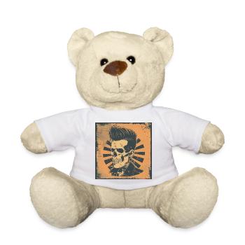 Hip Skull with Rockabilly Style - Teddy Bear - white - Front