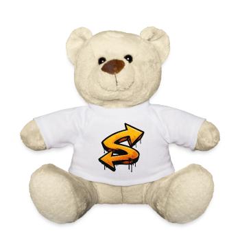 Graffiti print with directional arrows letter S - Teddy Bear - white - Front