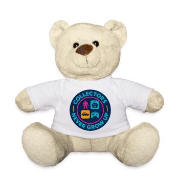 Collectors never grow up – Retro Toy Badge - Teddy Bear - white - Front