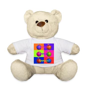 Pop Art Apfel Collage Design - Teddy - Weiß - Vorne