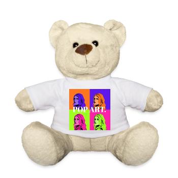 Pop Art Woman Portrait in Pastel Colors - Teddy Bear - white - Front