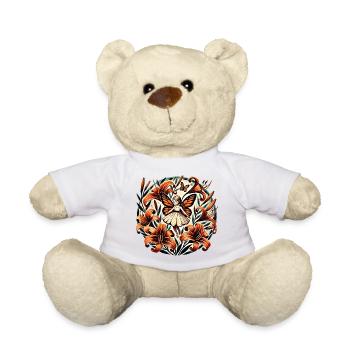 Whimsical Butterfly Fairy amidst Autumn Lilies - Teddy Bear - white - Front