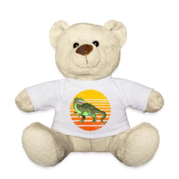 Design rétro dinosaure avec coucher de soleil - Nounours - blanc - Devant