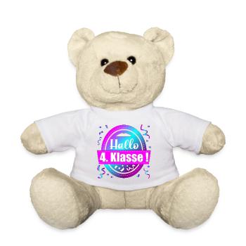Hello 4th grade congratulations – schoolchild school - Teddy Bear - white - Front