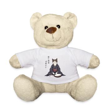 Moderne Anime Katze im Kimono – Zen Meditation - Teddy - Weiß - Vorne