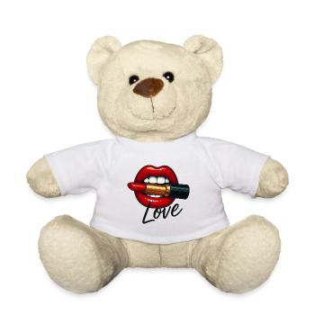 Kiss Lips avec rouge à lèvres et police d’amour - Nounours - blanc - Devant