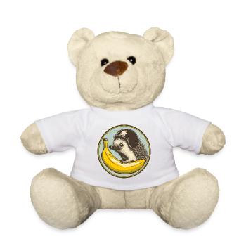 Hedgehog with helmet motif and banana - Teddy Bear - white - Front