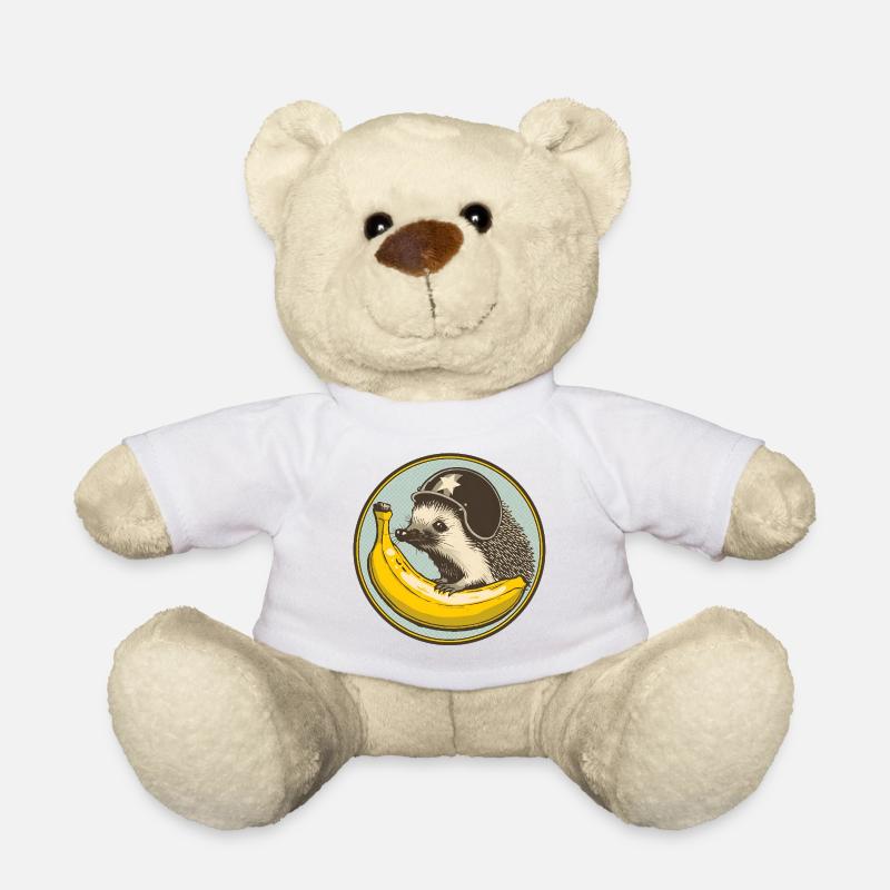 Hérisson avec motif casque et banane - Nounours - blanc