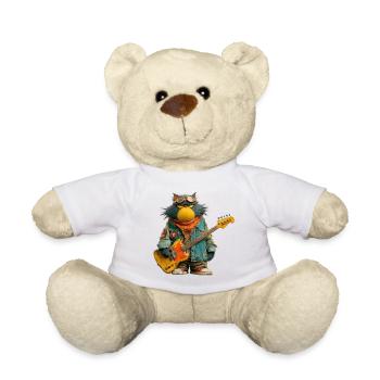 Rocking cat musician in retro style - Teddy Bear - white - Front