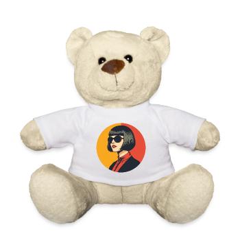 Retro Cool Frau mit schwarz Haar und Sonnenbrille - Teddy - Weiß - Vorne