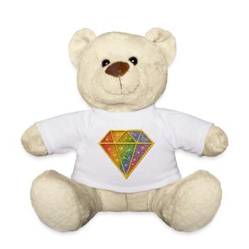 Rainbow diamond with stardust design - Teddy Bear - white - Front