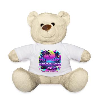 Retro Wave Sunset Car Illustration - Teddy Bear - white - Front