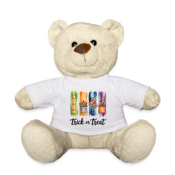 Trick or Treat Candy and Sweets Watercolor Design - Teddy Bear - white - Front