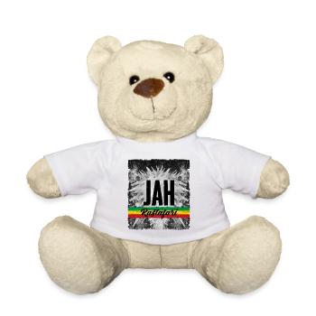JAH Symbole Rastafari avec Ruban - Nounours - blanc - Devant