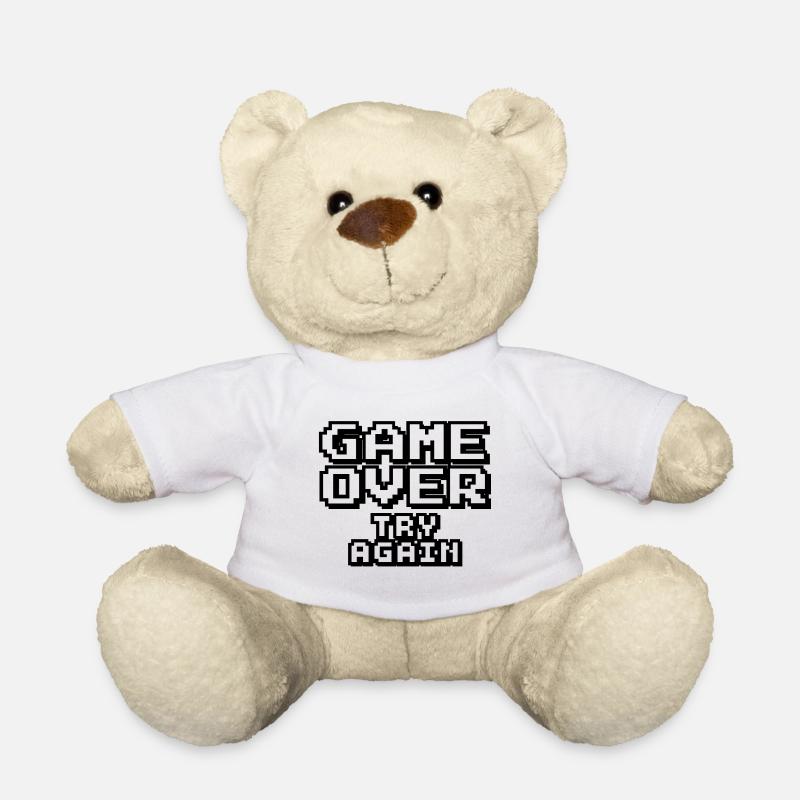Game Over – Try Again Pixel Design - Teddy Bear - white